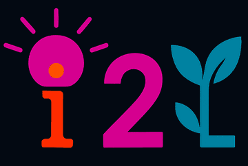 The first idea2.life logo: a radiant i, a 2, and a sprouting seedling.